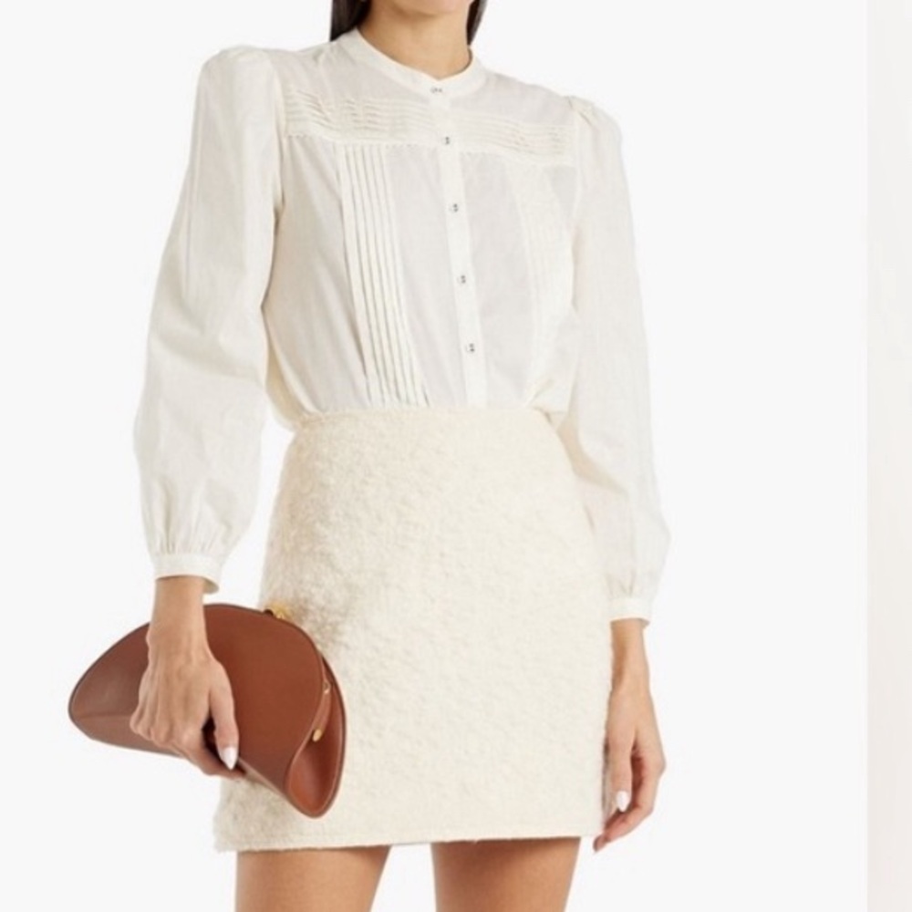 JOIE Vesta Pintucked Cottonvoile Blouse long sleeve minimalist preppy Feminine - Picture 3 of 15